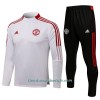 Sudadera De Entrenamiento Trajes Manchester United Cremallera De Cuarto 2022-23 Blanca - Niño